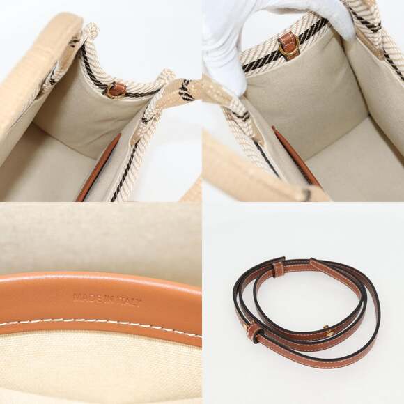 CELINE Triomphe Small Cabas Tice Tote Bag Canvas Beige Gold - Picture 12 of 12